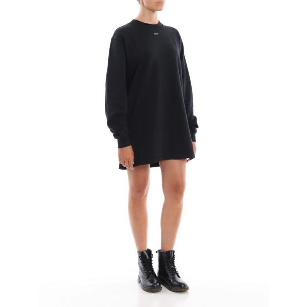 OFF-WHITE Rhinestone logo sweatshirt-style dress